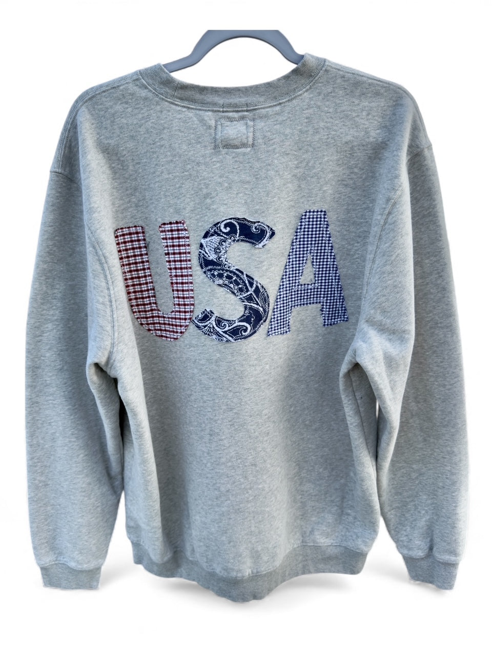 American Spirit USA Sweatshirt  - Grey Unisex with Upcycled Applique