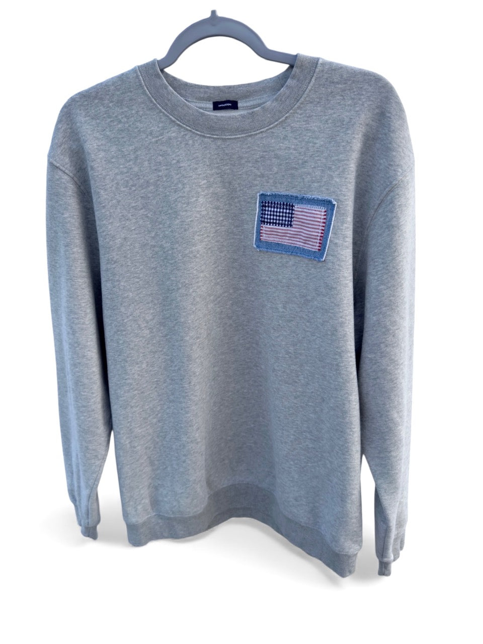 American Spirit USA Sweatshirt  - Grey Unisex with Upcycled Applique